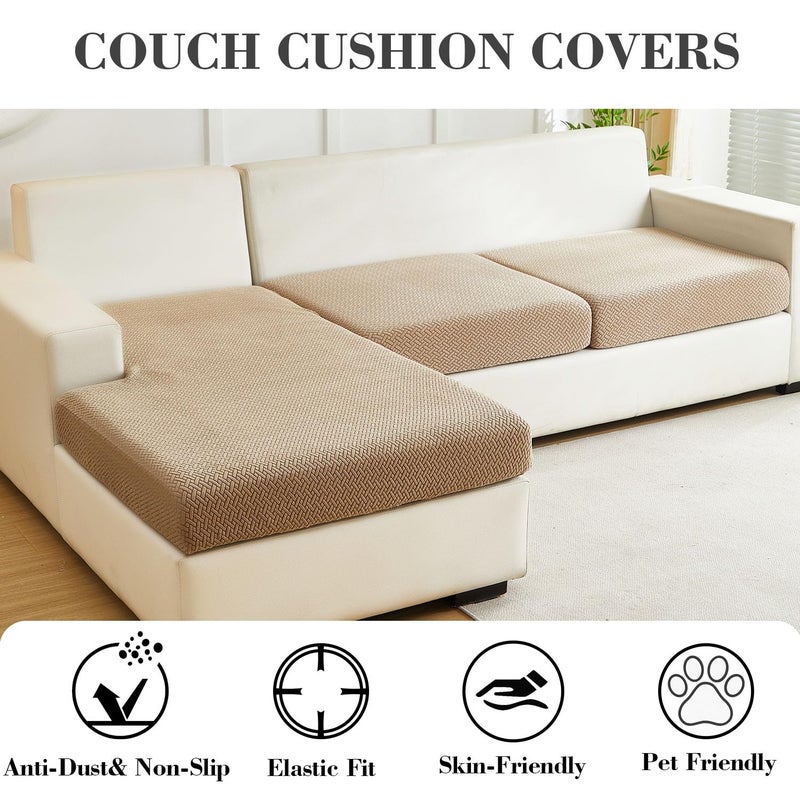Disayu Sofa Covers Couch Covers for Sofa Pet Friendly Couch Cushion Covers Universal Sofa Covers Washable Stretch Slipcovers for Sectional Sofa (Texture Light Coffee, 2 Seats + Chaise Cover) - Image 3